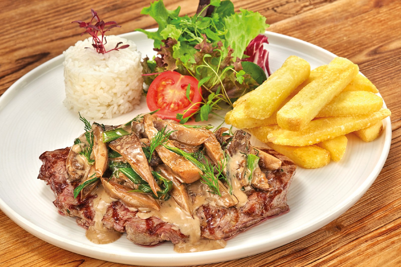 Steak with Oyster Mushrooms